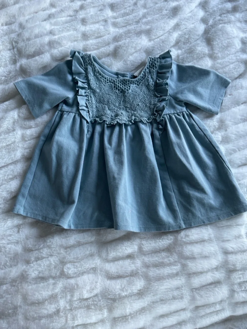 Rachel Zoe Baby Girl Blue Lace Ruffle Dress | Boho Chic | 4t